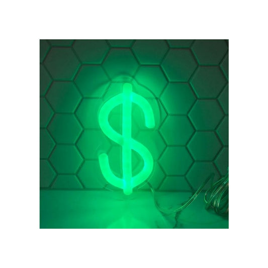 Stylish $ Neon Sign - Illuminate your space with this eye-catching neon sign, featuring a vibrant dollar sign. Perfect for adding a touch of financial flair to your home or business. 